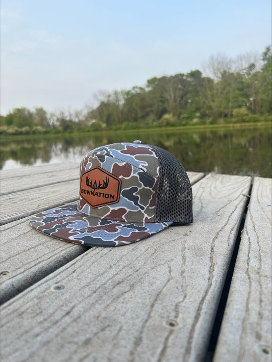 Lake Camo Leather Trucker